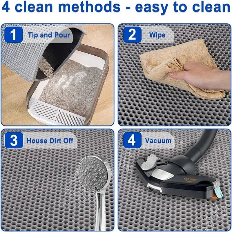 Waterproof double-layer cat litter mat, nonslip, washable, and easy to clean