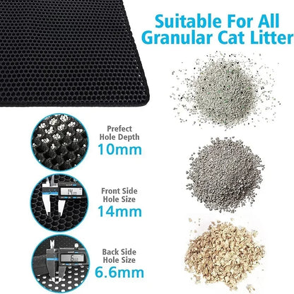 Waterproof double-layer cat litter mat, nonslip, washable, and easy to clean