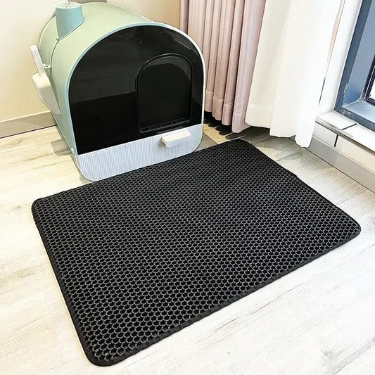 Tapis de litière pour chat Toilettes pour animaux de compagnie Tapis de litière pour animaux de compagnie à double couche imperméable Tapis de sable antidérapant Tapis lavable pour chat Tapis de nettoyage Fournitures de nettoyage pour animaux de compagnie